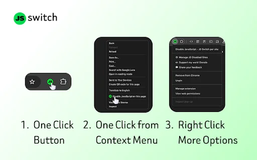 Disable JavaScript – JS Switch per site | Kontrol JS Cepat - Screenshot 3