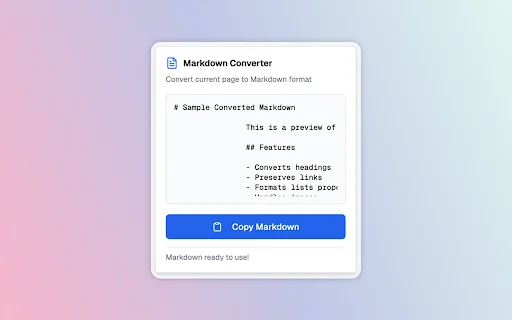 Webpage to Markdown – Ubah Halaman Web ke Format Markdown - Screenshot 1