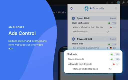 AdTranquility Adblocker & VPN: Blokir Iklan & Lindungi Privasi - Screenshot 4