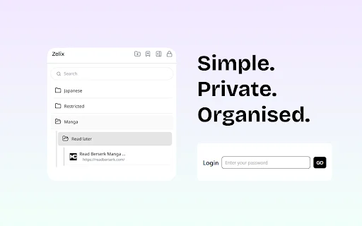 Zelix: Pengelola Bookmark Pribadi Terenkripsi & Aman di Chrome - Screenshot 1